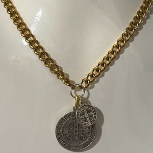 St Benedict Pax Silver Necklace